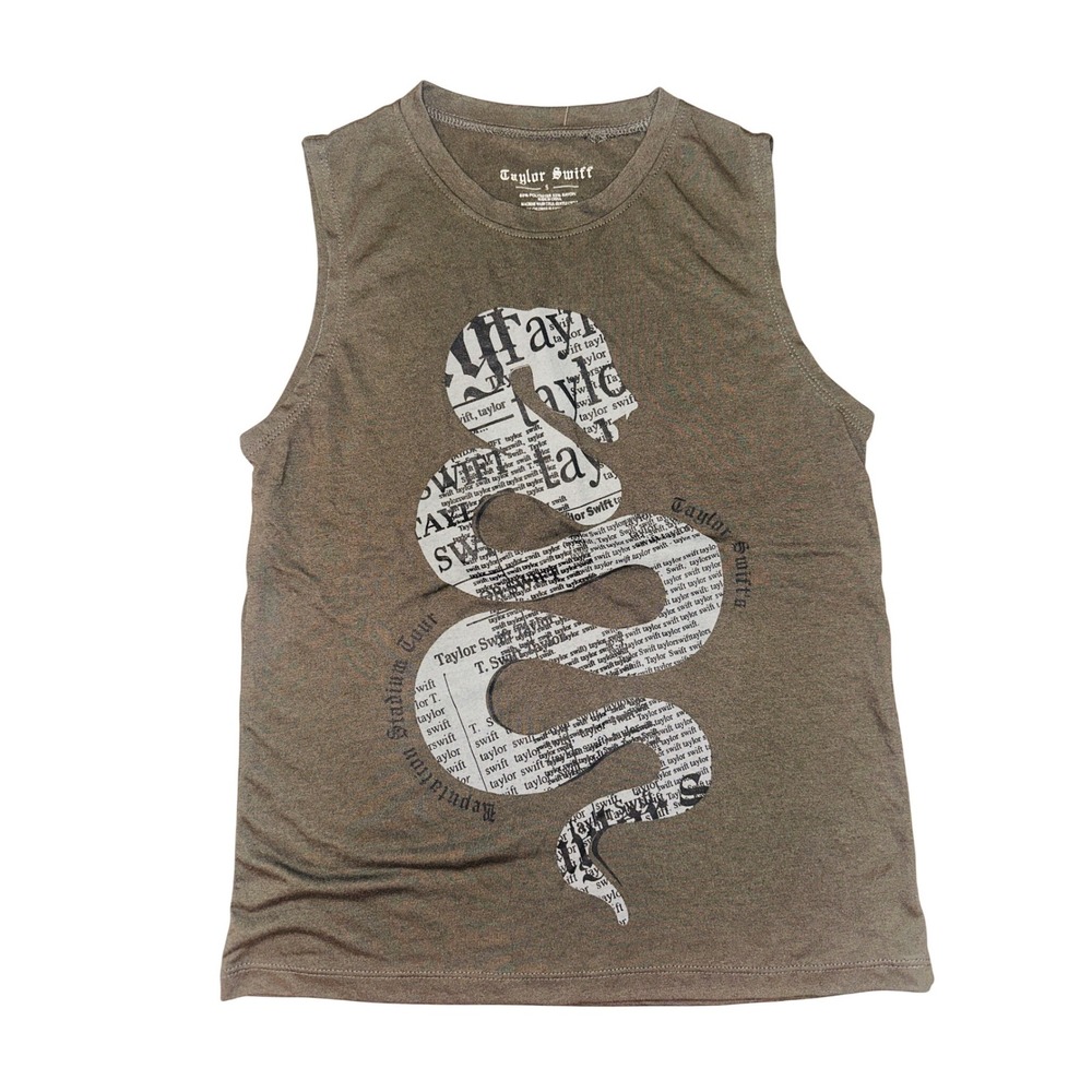P2 Taylor Swift Reputation Stadium Tour Snake Newspaper Muscle Top Olive Small